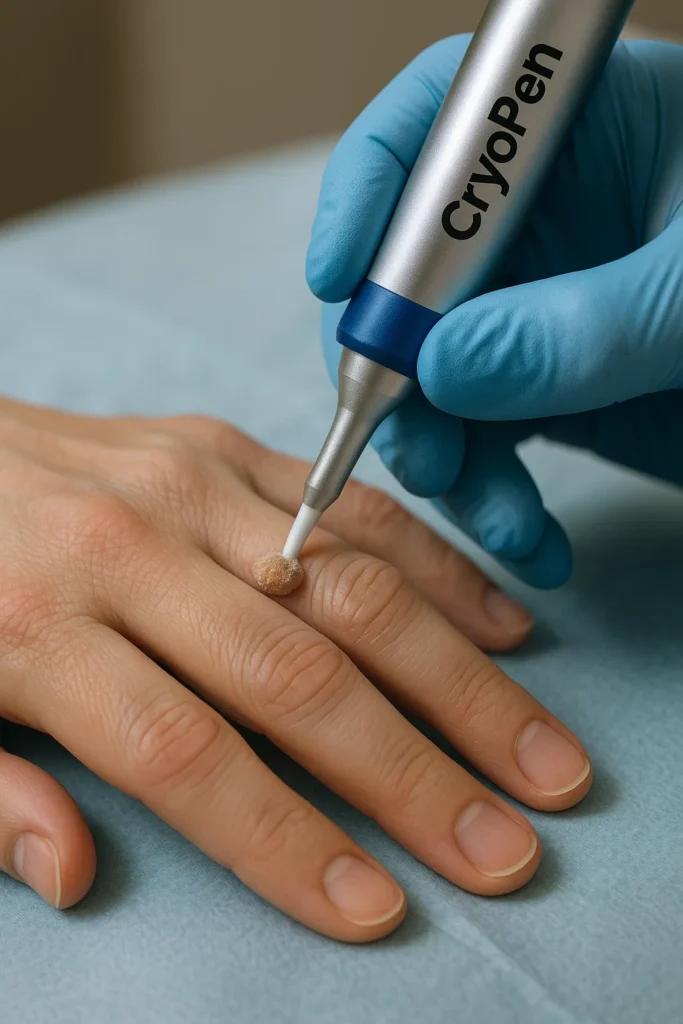 example of cryopen wart removal Avonmouth treatment on a persons finger