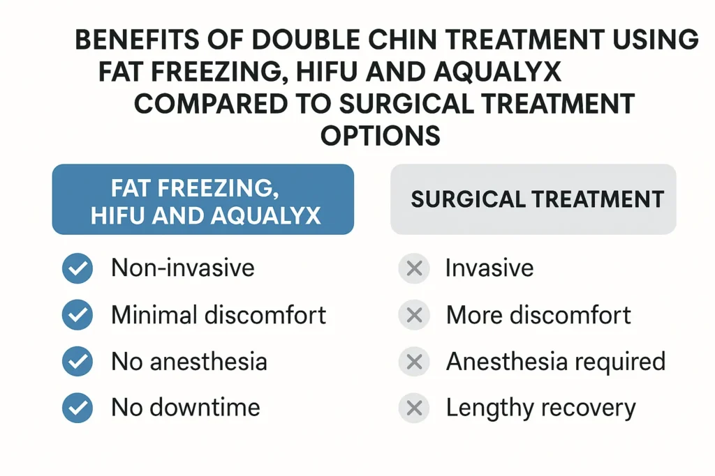 Graphic about the benefits of double chin treatment Avonmouth - from LA LIPO