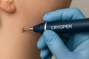 Person receiving skin tag removal Avonmouth